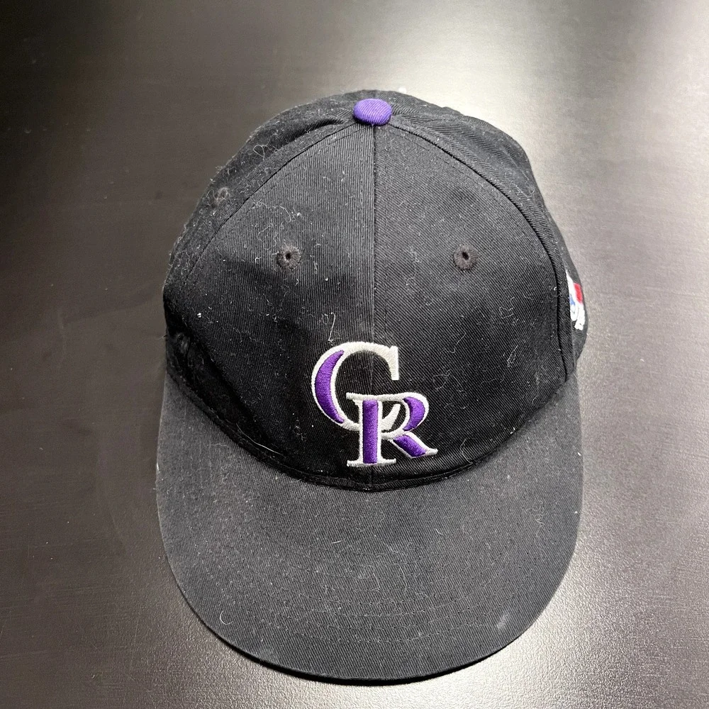 MLB Colorado Rockies Baseball Hat Cap Youth Black Purple Adjustable‎ Strap Back